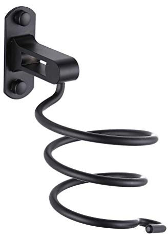 LIOOBO Porta-phon da Bagno in Alluminio con Supporto a Muro per asciugacapelli (Nero)