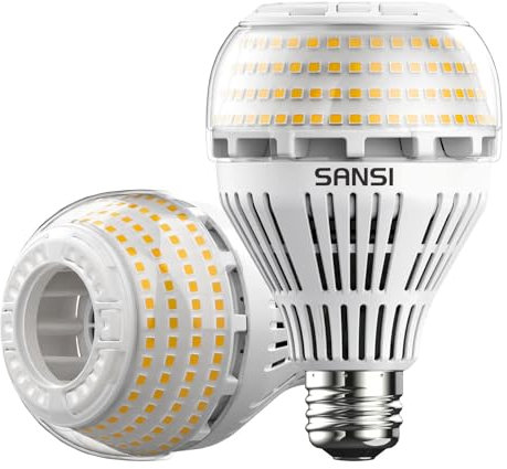 SANSI E27 LED Lampe, 27W (ersetzt 250W Glühbirne) Energiesparende LED Leuchtmittel, 3000K weißes 4000 Lumen, Nicht Dimmbar, Superhell Birne für Küche, Ø 7,7 x 12 cm, 2er-Pack
