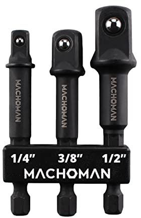 MACHOMAN BEX003 Adattatori per prese a impatto a 3 pezzi, unità da 1/4 di pollice, 3/8 di pollice e 1/2 di pollice