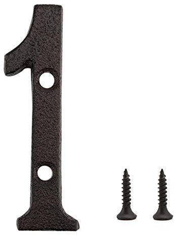 LUTER Numéros d'adresse de Maison de 7,6 cm Numéros de Rue Noirs Numéros de Maison Flottants Numéros de Boîte aux Lettres Numéros de Porte pour Numéro de Maison avec 2 Vis de Fixation (1)