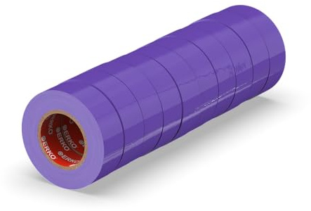 ERKO Nastro Isolante elettrico viola 15 mm x 10 m 10 Pezzi PVC Per isolare, Riparare e legare, nastro adesivo, Per tensioni fino a 6 kv, elettrici professionali, flessibile, autoestinguente