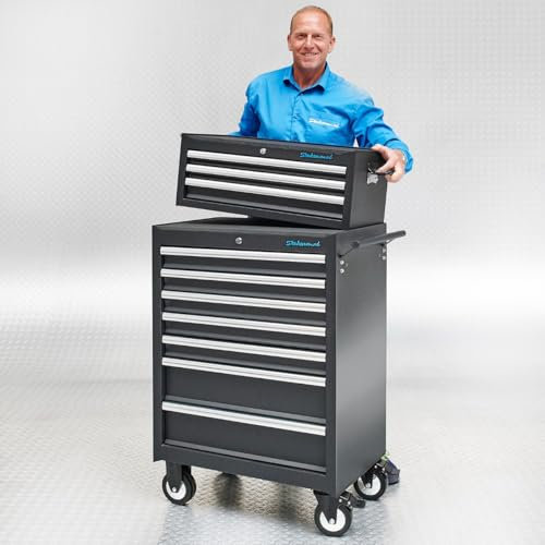 Werkzeugwagen 7 Schubladen + Werkzeugkiste 3 Schubladen - Schwarz