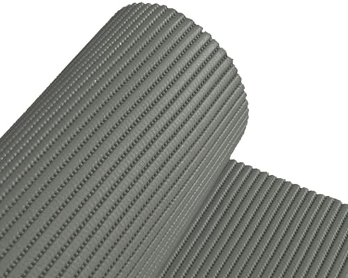 Alfombrilla Rejilla Protector con Base Antideslizantes Almohadilla Multiuso | Base Cajones Cocina Vajilla Fregadero Armarios | 100% PVC Higiénica | Ancho 65cm - Gris