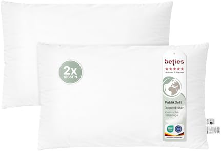 beties PublikSoft Lot de 2 Oreiller en Duvet d'environ 30x50 cm Oreiller de canapé Oreiller décoratif Oreiller de Couchage Housse 100% Coton Blanches Duvet
