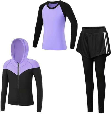 Tancefair Kids Girls Tracksuit 2/3 pcs Outfit Girls Sweatsuit Sports Hoodie Jacket and Jogging Pants Sweatpants Activewear Set Age 3-14 Years (Please Choose One Size Smaller)