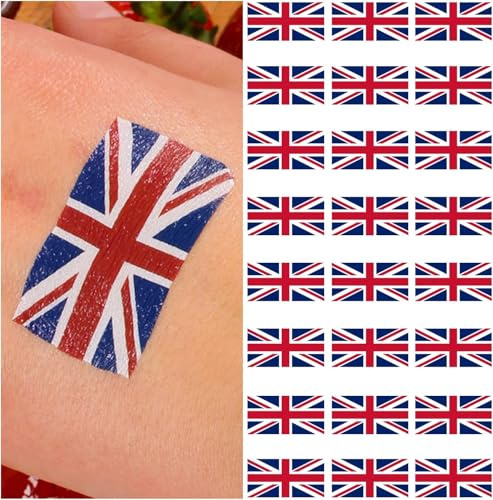 UNION JACK TATTOOS - TEMPORARY WATERPROOF UNITED KINGDOM FLAG TATTOO - QUEENS STREET PARTIES AND EVENTS (PACK OF 24) VE DAY COMMONWEALTH