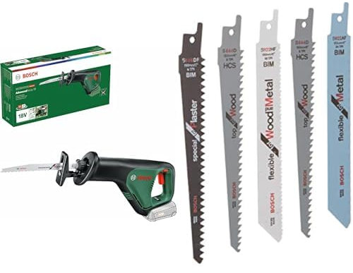 Bosch scie sabre sans fil AdvancedRecip 18 (sans batterie, système 18 V, dans carton) & Lot de 5 lames F016800307 pour élagueur Keo