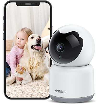 ANNKE Pet Dog Camera with Phone App, 2K Indoor Smart Security Camera with 360° Motion Tracking, Night Vision, 2-Way Audio, Home WiFi Camera Baby Monitor, Human Detection, Works with Alexa- MIPC App
