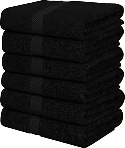 Utopia Towels - 6er-Pack mittelgroße Badetücher aus 100% Baumwolle mit Aufhängeschlaufen, 60x120 cm Duschtuch,weiche und saugfähige Handtücher (Schwarz)