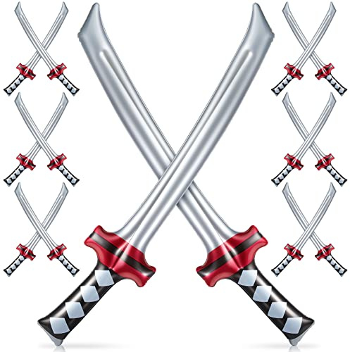 Deekin Ninja Inflatable Sword Ninja Samurai Inflatable Swords Katana Toy Blow up Samurai Toy Costume Accessories for Girls and Boys Birthday Theme Party(12 Pcs)