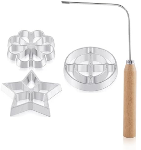 4 Pieces Rosette Iron Set, Bunuelos Mold with Handle, Lotus Flower Bunuelos Cookie Press Mold, Funnel Cake Maker Kit