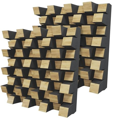 Lot de 2 diffuseurs acoustiques | Diffusion 2D | Réflexion - Diffusion - Absorption - Insonorisation | Panneau d'art mural | Plaques de couleur : (Chêne, SIRIUS (150 mm))