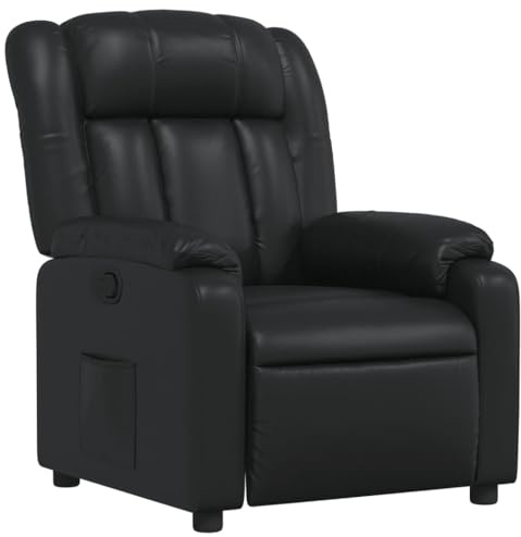 vidaXL Relaxsessel, Sessel mit Liegefunktion, Fernsehsessel Verstellbare Rückenlehne Fußteil, Liegesessel Ruhesessel Polstersessel, Schwarz Kunstleder