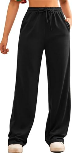 FACDIBY Jogginghose Damen mit Sherpa Stoff Gefüttert Winter Warme Sportliche Jogginghose Fleece Hose, blacks, M-L