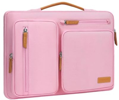MOSISO 360° Laptoptasche Laptop Tasche Hülle 13,3-14 Zoll für MacBook Pro | Wasserdicht, Stoßfest Laptophülle mit 4 Fächer für MacBook Pro 14 M5 M4 M3 M2 M1 (2026-2021)/Air A1466, Rosa