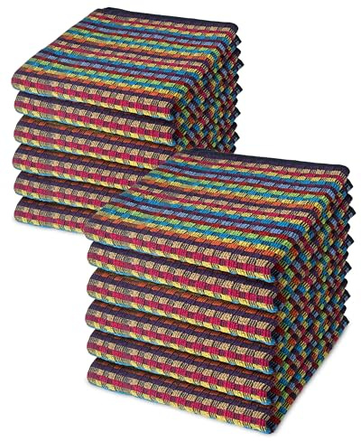 Emma Barclay Tea Towels for Kitchen Packs of 12 100% Cotton Terry Tea Towels Multicoloured Kitchen Home Household Essentials Dish Towels Kitchen Cloths Utility Design 12 Pack