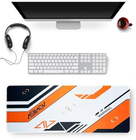 Gaming Mauspad XXL Schwarz Weiß Orange Mousepad Groß 1000x500x2mm Verlängertes Großes Schreibtischauflage mit rutschfeste Basis und genähte Kante für PC, Laptop