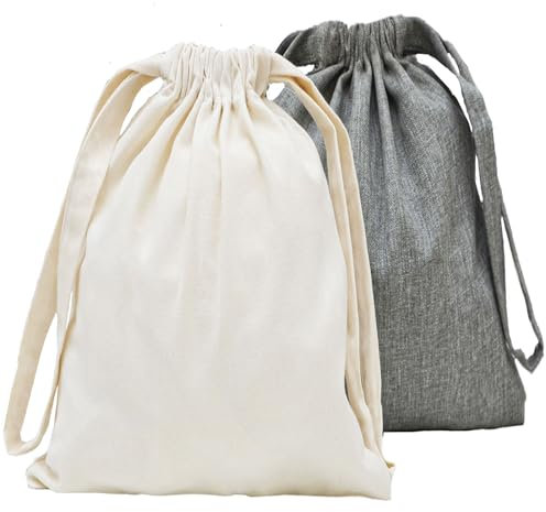 DuneDesign 2 Organisateurs de Voyage à l'Aspect Lin - 32x32cm Pochette Vetement Voyage - Organisateur Sac a Dos Sac Linge Sale Voyage Vacances Accessoires - Travel Bag Organizer Sac Tissu Rangement