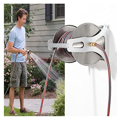 Wandmontierter Gartenschlauchaufroller, Wasserschlauchaufbewahrung für draußen, Outdoor-Schlauchaufroller, robuste Schlauchaufroller, Gartenschlauchwagen, Schlauch (98.4ft/30m)