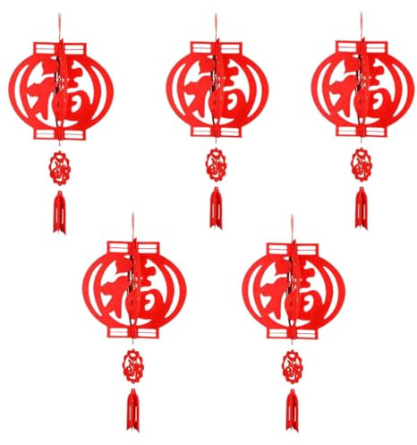 Vastsea 5 Piezas Suerte Fu Linterna De Rompecabezas, Linterna de Fieltro linternas Colgantes, 3D China para El Año Nuevo Chino Festival De Primavera Boda Decoraciones De Fiesta Japonesas