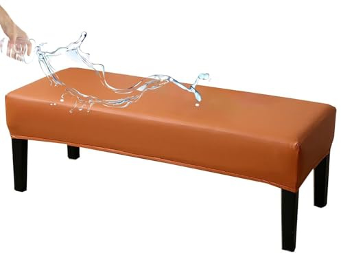 Wasserdichter Bezug für Esszimmerbank，Leder Bezug für Sitzbank Stretch Holzbank Schonbezug Bezug Für Fußhocker Bank Sitzbank Hocker Husse Flurbank Stuhlhusse Sofabank Bezüge(Orange,80cm(31.5in))