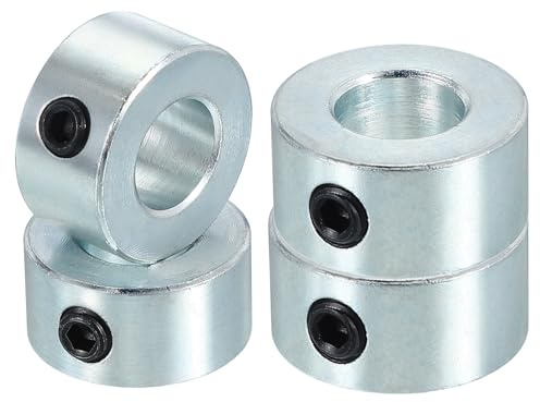 PATIKIL 10mm Bohrung Wellenkragen 20mm OD 10mm Dicke, 4 Stück Klemmring Madenschrauben Set Kohlenstoffstahl Verzinkt mit M5 Gewindestift für Automobilrobotik Maschinenbauin, Silber
