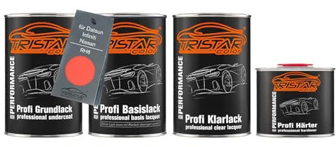 TRISTARcolor Autolack Set Dose spritzfertig für Datsun/Infiniti/Nissan RH6 Orange Grundlack + Basislack + 2K Klarlack 3,5L