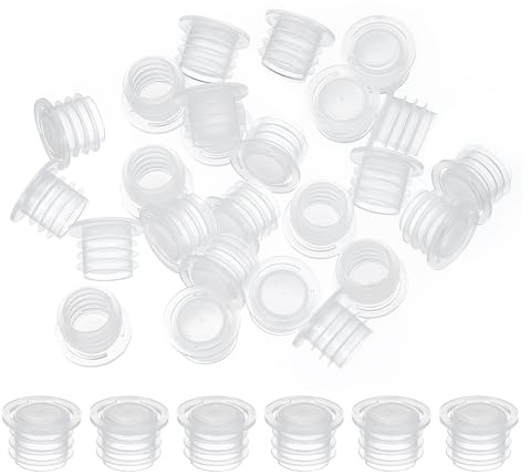 PATIKIL Bouchons Salières et Poivrières 12mm/0,47, 50pcs Bouchon de Rechange en Plastique Transparent avec Anneau de Traction pour Pots de Fleurs Bouteilles à Condiments Eau Tuyaux, Blanc