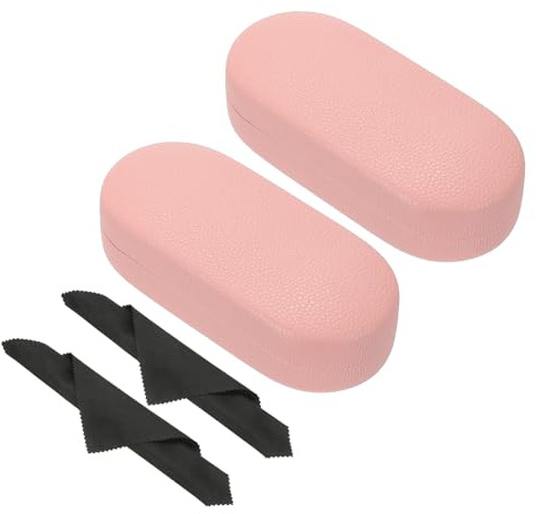PATIKIL Hårt skal glasögonfodral, PU-läder stora glasögonfodral Litchi korn skyddande solglasögon organisatör, Rosa, 6.7 x 2.8 x 2 inch
