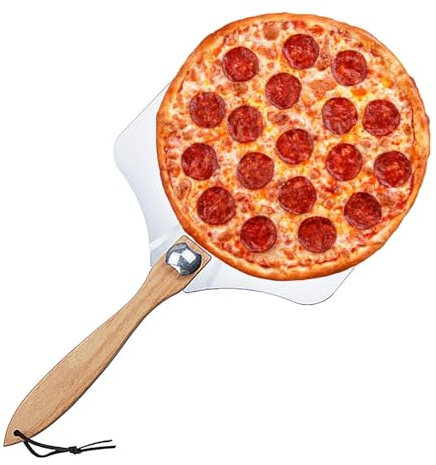 Large Pizza Shovel 24 x 12 Inch - Pizza Shovel with Folding Wooden Handle, Large Foldable Metal Pizza Shovel for Oven Grill Pizza Stone