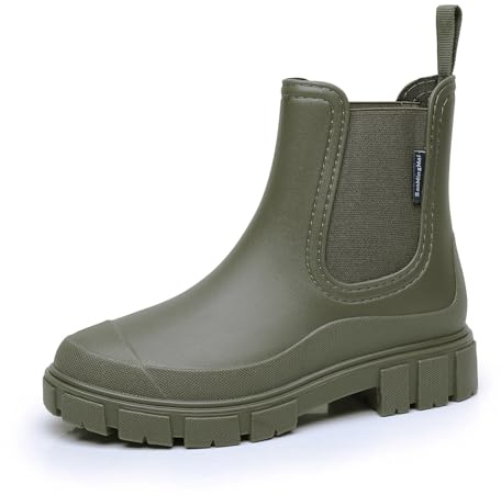 DRECAGE Stivali Pioggia Donna Impermeabile Antiscivolo Stivali Chelsea Corti da Donna Comode Stivali di Gomma Giardinaggio Scarpe