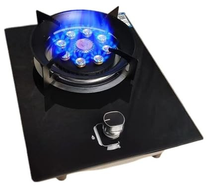 BZJPRFC Fornello A Gas Portatile da 43 Cm, Bruciatore Wok A 9 Camere da 5,2 KW, Griglia for Pentole in Ghisa in Vetro Temperato, con Dispositivo di Protezione da Spegnimento Fiamma(LPG)