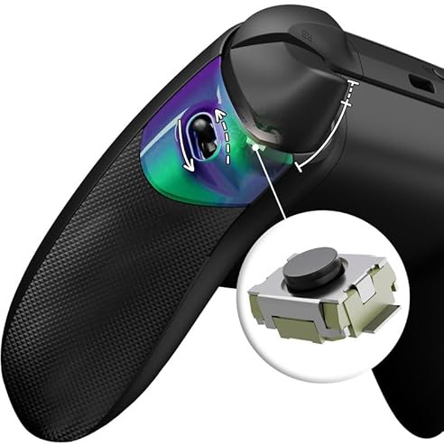 eXtremeRate Flexor Clicky Rubberized Side Rail Panels Button Stop Kit for Xbox Series X & S Controller, Ergonomic Handle Grips for Xbox Core Controller - Chameleon Green Purple