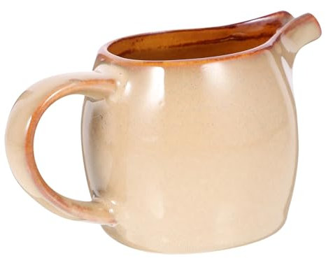VICASKY Brocca per Latte in Ceramica Marrone con Beccuccio e Manico, Dosatore Crema Multifunzionale per Tè Pomeridiano e Caffetterie, Design Europeo Semplice ed Elegante