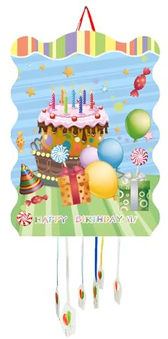 SIDRAL Piñata zum Kindergeburtstag, Pinata für Kinder, Dekoration für Kinderpartys, Jungen und Mädchen, große Pinata, einfaches Befüllen mit Spielzeug und Süßigkeiten, Kuchen und Luftballons