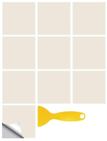 Hixingo Piastrelle Adesive Cucina Bagno, 20 Pezzi Mattonelle Adesive Cucina Piastrelle Bagno Adesivi PVC Pannelli Decorativi Tinta Unita per Mobili e Pareti (Beige,10x10cm)