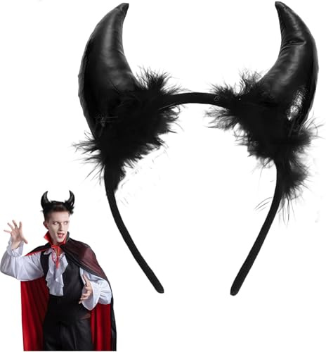 SHIFANQI Teufelshörner Haarreif, Devil Ears für Kostüm Party, Kopfschmuck für Damen, Herren | Haarschmuck zu Halloween, Fasching & Karneval, Schwarz