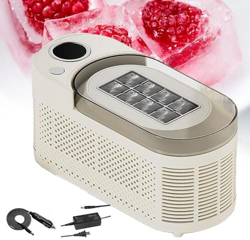 aromaoveite Small Electric Ice Maker,Countertop Ice Cube Maker with Cigarette Lighter Plug,8 Cubes Ready in 10 Mins,Portable Home and Car Dual-use Automatic Electric Ice Block Making Machine,white