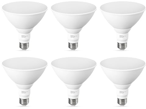 GvvooHome LED Flood Light Bulbs, PAR38 Outdoor Flood Light Bulb 5000K,13W 100W Equivalent, Daylight White LED Floodlight Dimmable, Waterproof for Porch Yard Garage, E26 Base, 15,000 Hrs, 6 Pack