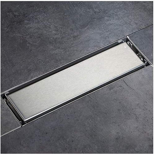 YGDLUCK Scarico per Doccia Rettangolare Moderno in Acciaio Inox Spazzolato 304 con Copertura Piatta e griglia per Piastrelle, Sistema di drenaggio per Bagno Turco a Grande Spostamento, 18×8 cm ()