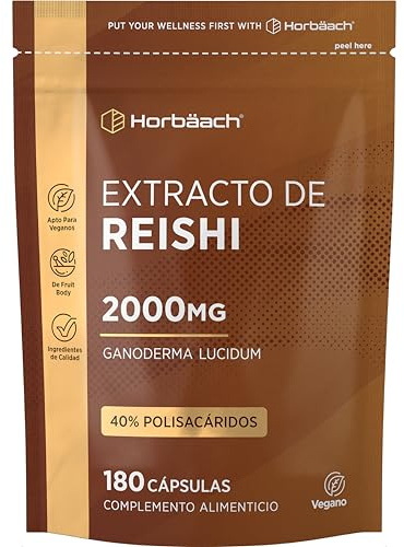 Reishi Mushroom Extrakt 2000mg | 180 Veganska Kapslar | 40% Polysackarider | Ganoderma Lucidum | 15:1 Extract | av Horbaach
