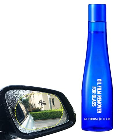 Glas Ölfilm Entferner,180ml Automobil Fleckenentferner - Autoglas Reiniger,Für Außenbereich Von Fahrzeugen, Den Haushalt, Spiegel, Linsen, Brillen Und Regnerisches Wetter