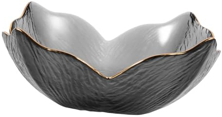 Toyvian Glass Salad Bowl Petal Design Gold Rim Dessert Bowl for Fruit Snacks Sweets and Serving 7.68 in for Family Gatherings Parties Weddings Bars and Restaurants