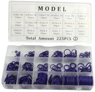 Zanthicia Anillos tóricos de caucho resistentes a productos químicos: ajuste universal y anillo tórico de caucho duradero Juego anillos silicona tóricos sellado, 225 piezas púrpura