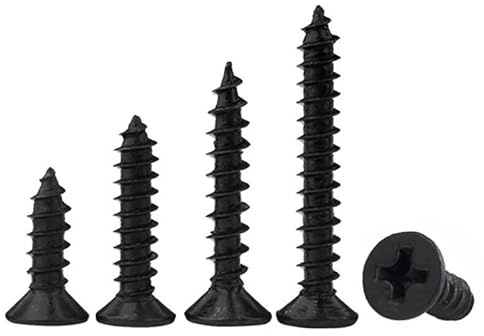 Kreuzschlitz-Flachkopf-Blechschrauben, 50 Stück M3, 0,5 M4, schwarz, selbstschneidende Senkkopfschrauben, Kreuzschlitz-Holzschrauben(18mm,M3.5-50Pcs)