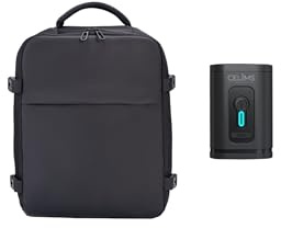CELIMS - Sac à Dos Cabine Avion 40x30x20 cm | sous Vide avec Pompe | 24L | Bagage à Main Imperméable | Polyester Léger | Sac à Dos Voyage | Noir