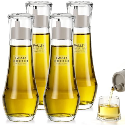Swylexn 4Pcs Olive Oil Dispenser Bottle, 260ml Olive Oil Bottle for Kitchen, Cooking Oil Dispenser Glass, Oil and Vinegar Dispenser Set, Soy Sauce Dispenser, Oil Container, Vinegar Bottles for Table