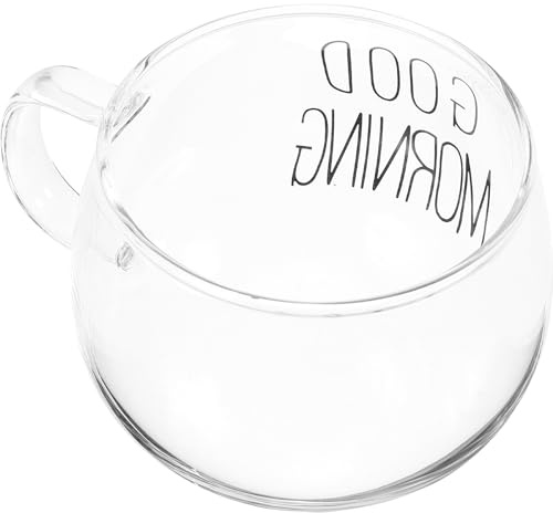 CRAFTHROU Tazzone Colazione in Vetro da 400ml, Tazza per Latte e Caffè, Facile da Pulire, Bordo Liscio, Uso Sicuro per Casa e Ufficio