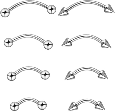 8Pcs Vertical Labret Lip Bars 16g Surgical Steel Eyebrow Piercing