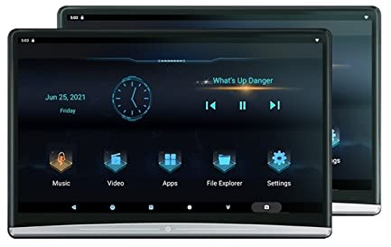 13.3 Inch Headrest TV 4K Car Monitor Multifunction Tablet Touch Screen WiFi/Bluetooth/USB/SD/HDMI In Out FM Kids Movie(2 monitors 4G 64G)